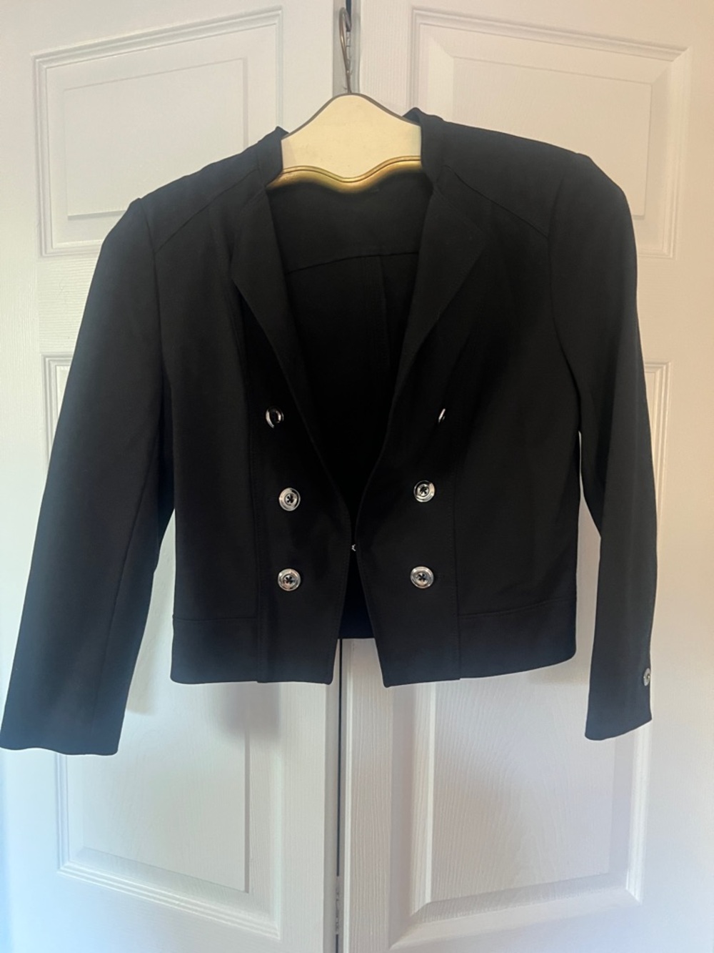 White House Black Market Black Cropped Double-Breasted Blazer